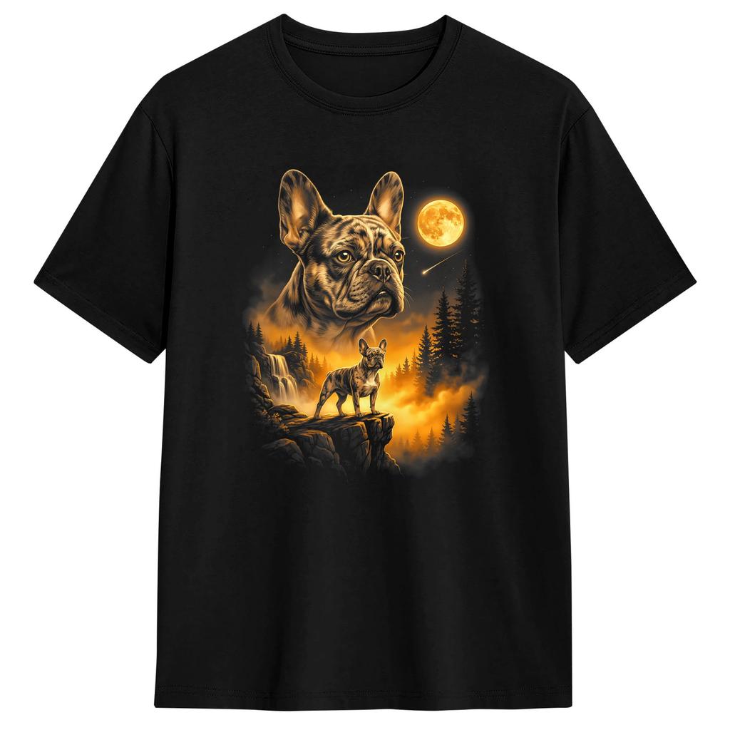 French Bulldog Howling To The Moon Dog Lover Vintage Graphic Cotton T Shirt For Unisex Summer Funny Tshirts Leisure Tee Shirt