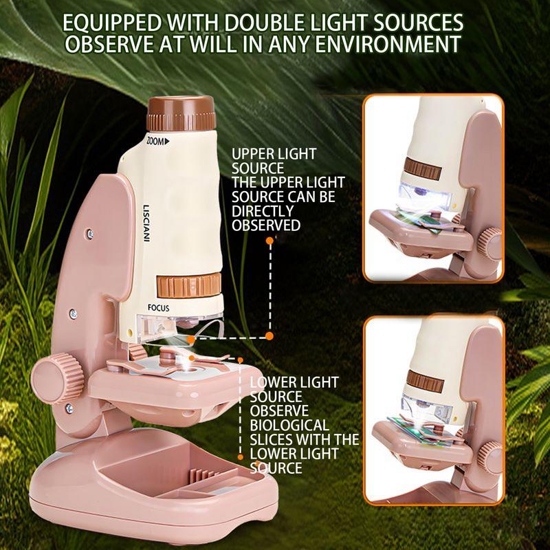Kids Educational Microscope With Led Light Early Development Learning Science Experiment Toy