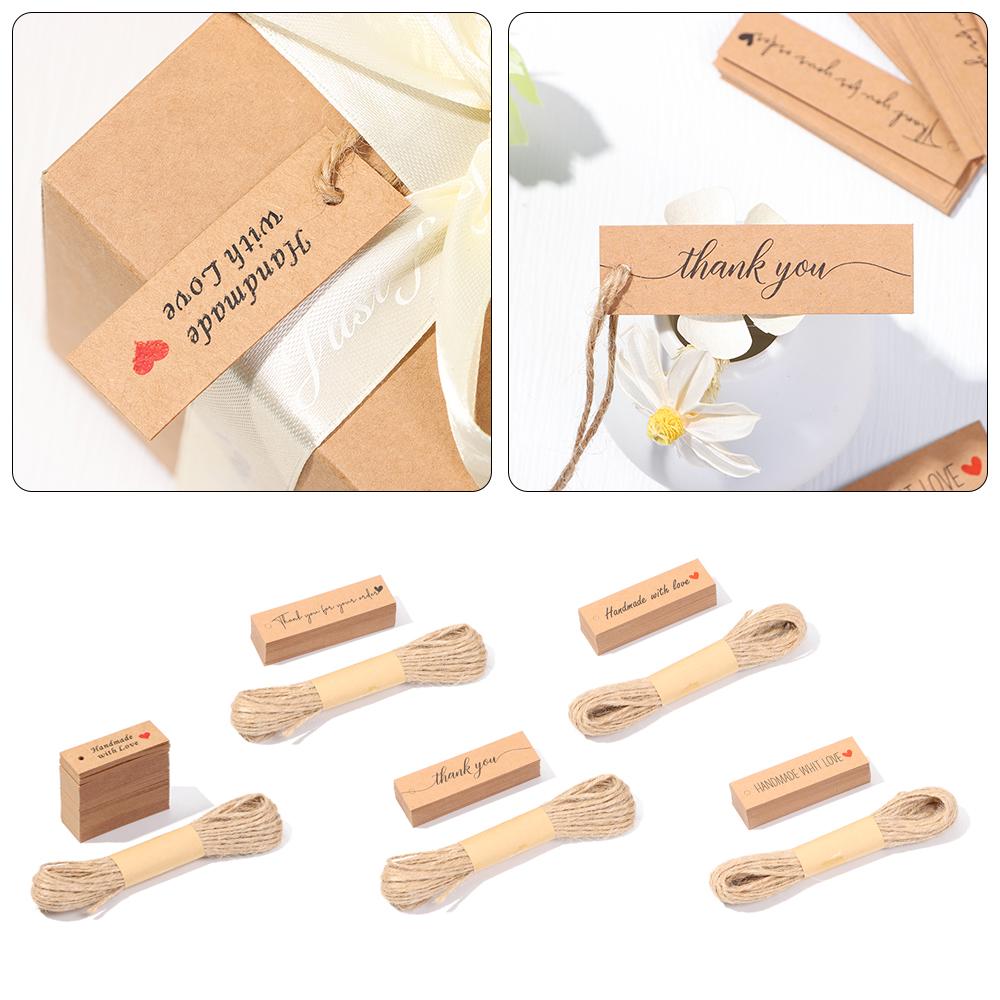 Ornament Party Supplies Kraft Paper Handmade With Love Thank You Hanging Tags “Merci” Labels