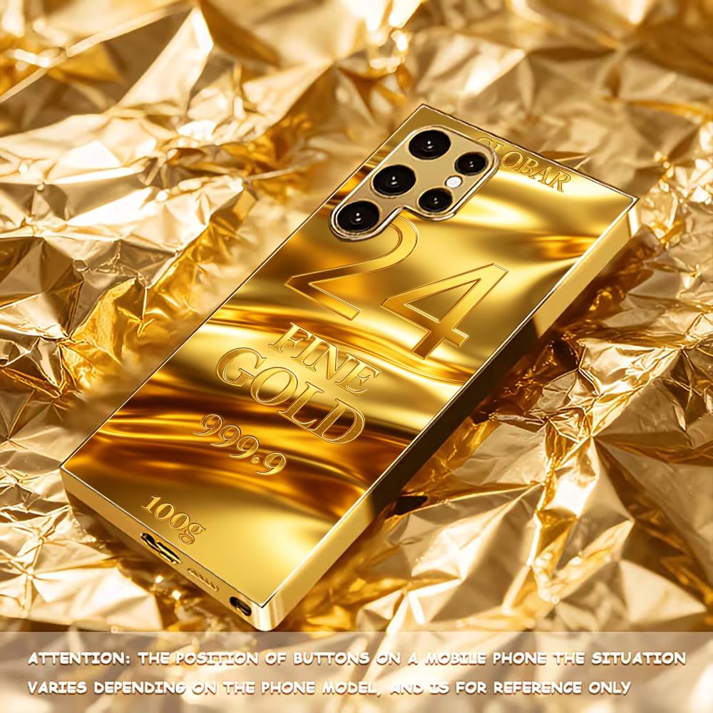 Стильный противоскользящий чехол для телефона 24K Gold s26 ultra case s25 ultra case стекло для Samsung Galaxy S26 S25 S24 S23 S22 FE Ultra Plus