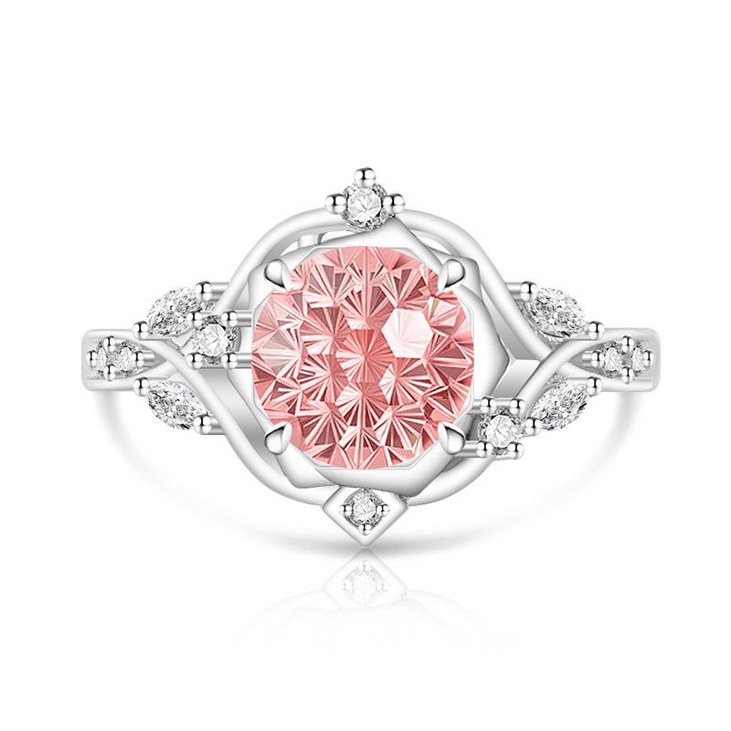 925 Sterling Silver Firework Cut Vine Colored Gemstone Ring Inlaid High Carbon Diamond Gold Plated Bud Ring for Women Drop Shipping