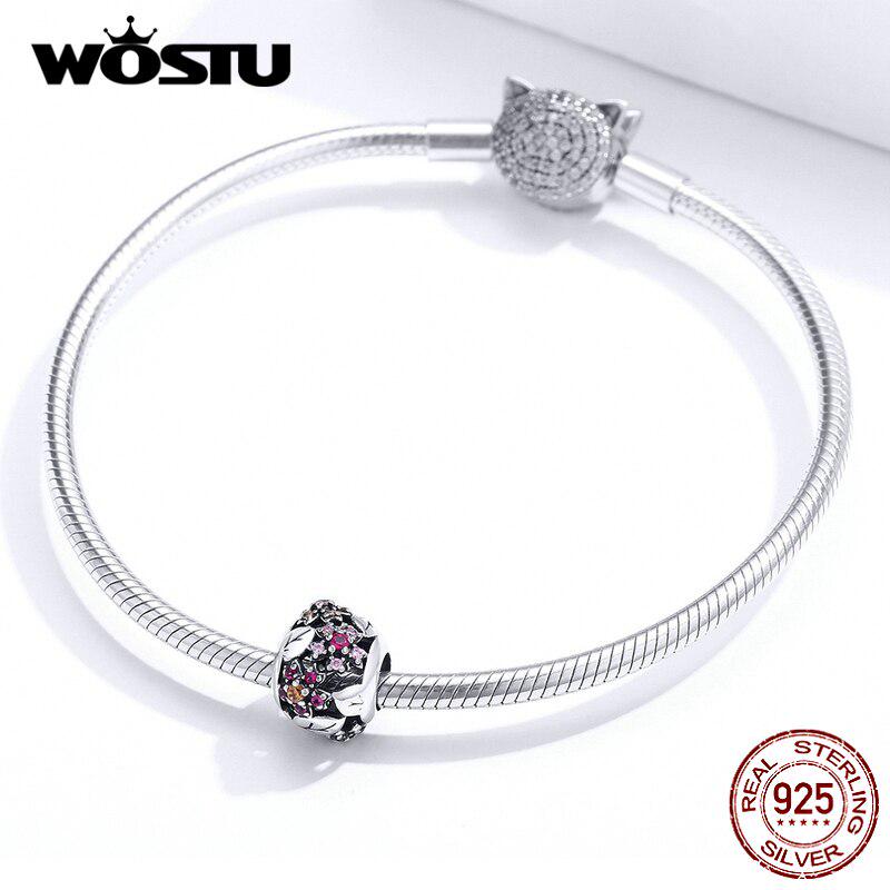 Шарм "сакура" из 925 стерлингового серебра с цветными цирконами