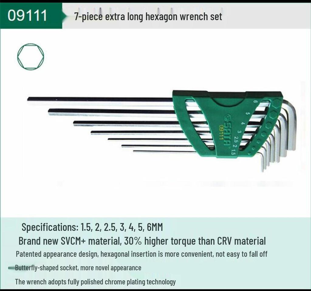 Набор шестигранных ключей - Мини, Удлиненные, Шарообразная и Плоская головка, Доступны в 7, 8, 9, 10, 14 штук (Модель 09105)