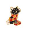Magic Cat Hard Enamel Pin Cute Cartoons Animal Scarf Black Cats Golden Brooch Fashion Backpack Pin Decor Unique Gift