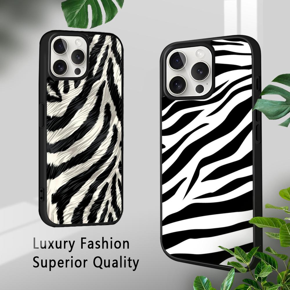 Luxury Zebra Stripes Art Phone Case For iPhone 16 15 14 13 12 11 Pro Xs Max Mini Plus Celulares Hard Funda