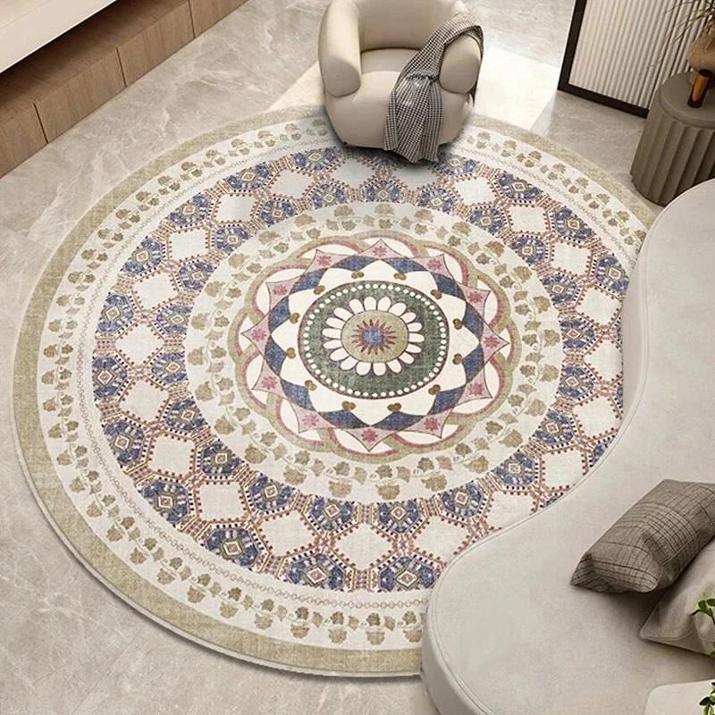 Bohemian Mandala Round Rug Non‑Slip Washable for Living Room Bedroom Home Decor