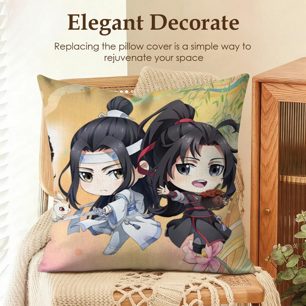 MMo DDao ZZu SShi Cushion Cover Natural Linen Organic Fabric DoubleSided Printing Sofa Home Decor Gift Pillow Case