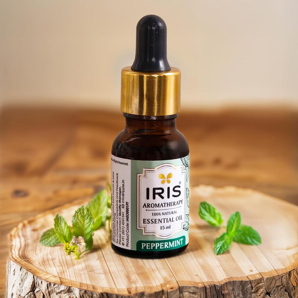 IRIS Эфирное масло мяты перечной для ароматерапии 15 мл | Чистое эфирное масло для диффузоров, массажа и ароматерапии