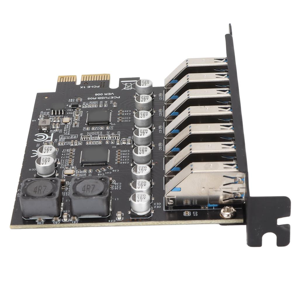 7 Port PCIE Expansion Card 7 Ports USB 3.2 GEN1 5Gbps High Speed Transmission Stable Power USB 3.2