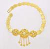 Gold Large Flower Rhinestone Long Chain Coin Tassel Metal Belt Body Jewelry