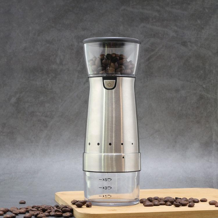 Портативная электрическая кофемолка, перезаряжаемая от USB, ручная кофемолка из нержавеющей стали, кофемолки, кухонные аксессуары