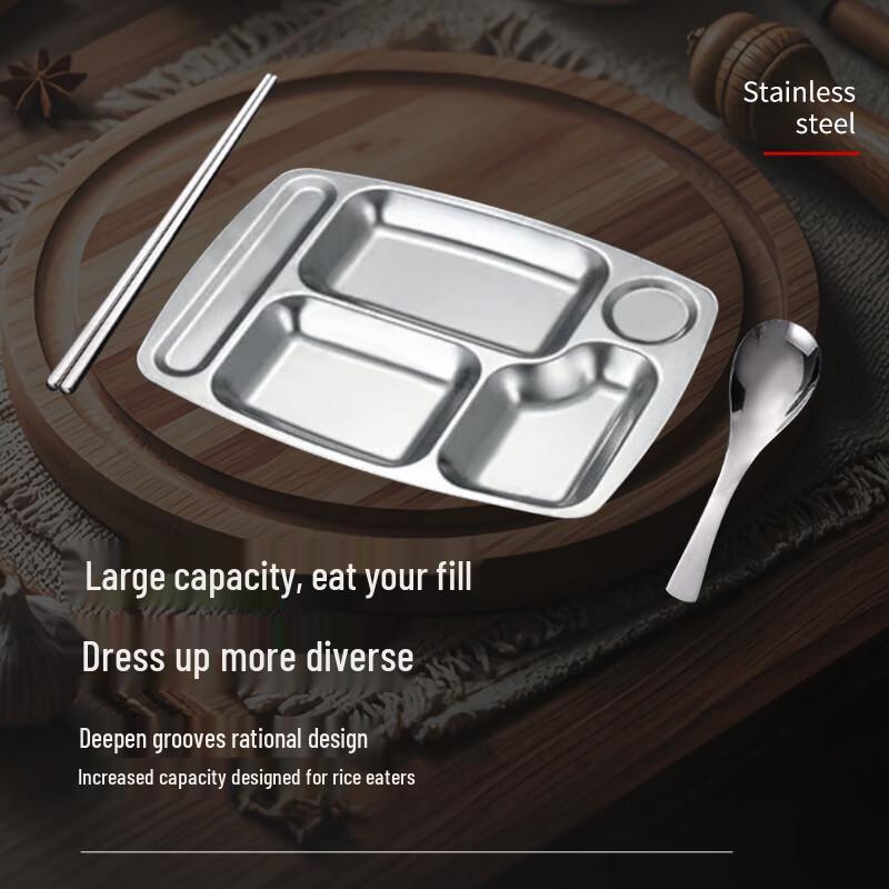 Jiwanggu 316 Stainless Steel Deep 5-Compartment Canteen Tray