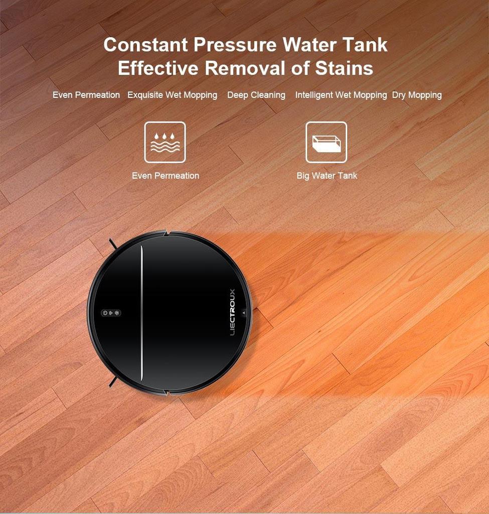 LIECTROUX M7S Pro Robot Vacuum Cleaner, 2D Map Navigation, 4400mAh Battery, Run 110mins, Dry and Wet Mopping - Black
