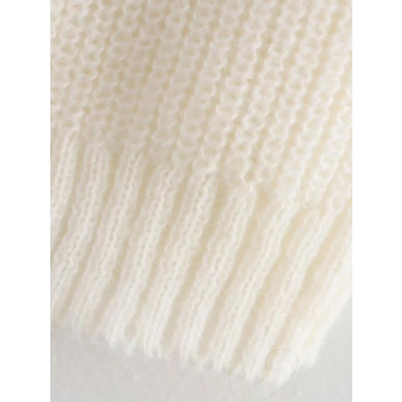 2024 Ранняя осень Новый дизайн Sense Niche Универсальный топ с круглым вырезом Белый с бантом Приталенный свитер с короткими рукавами