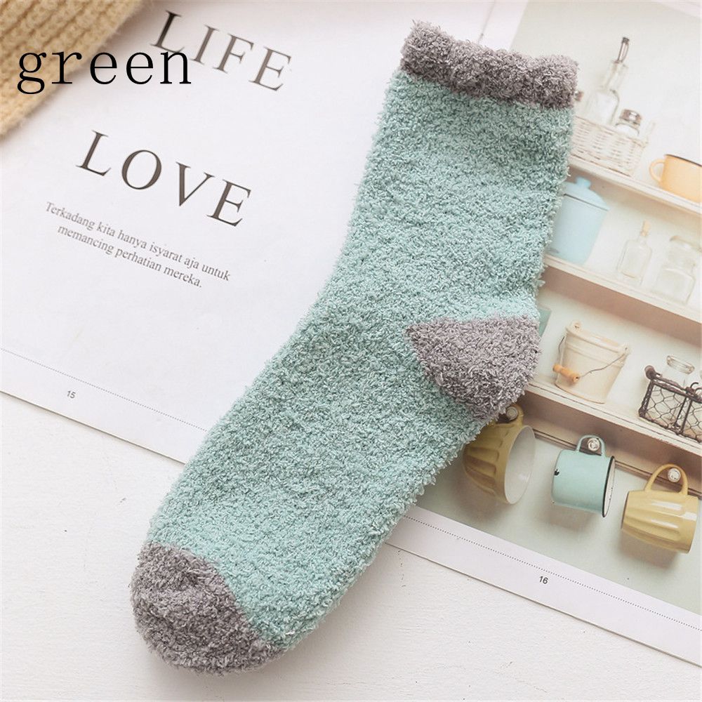 Candy Colors Sleep Bed Sock Winter Warm Coral velvet socks Soft Cashmere Sox Thickening
