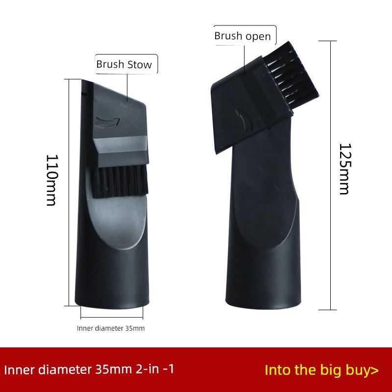 Vacuum Cleaner Accessories 2-in-1 Flat Vacuum Cleaner Suction Head Gap Suction Window Slide Flat Nozzle Brush Inner Diameter 35mm
