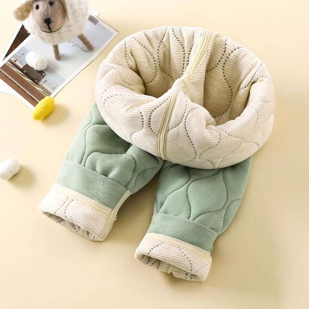 Kids' Quilted Fleece-Lined Thermal Pants - Warm, Thickened, Unisex, Autumn/Winter School Uniform.