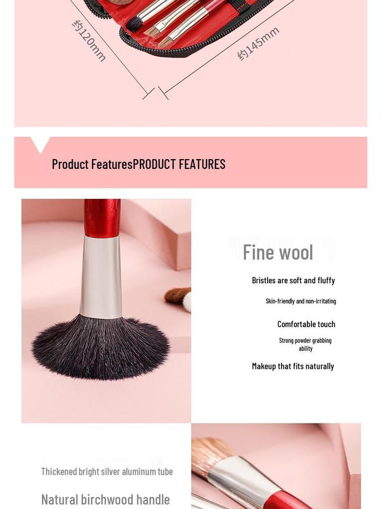 Portable Mini Animal Hair Makeup Brush Set - Soft Brushes for Eyeshadow, Powder, and Blush - Perfect for Beginners