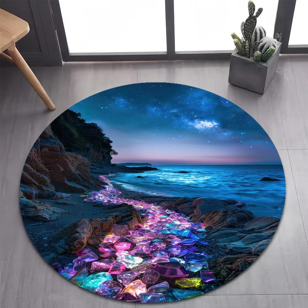 New Style Colorful Pebble Rainbow Road Beach Stone Round Carpet Rug for Bedroom Living Room Decoration Pet Decor Floor Mat Ins