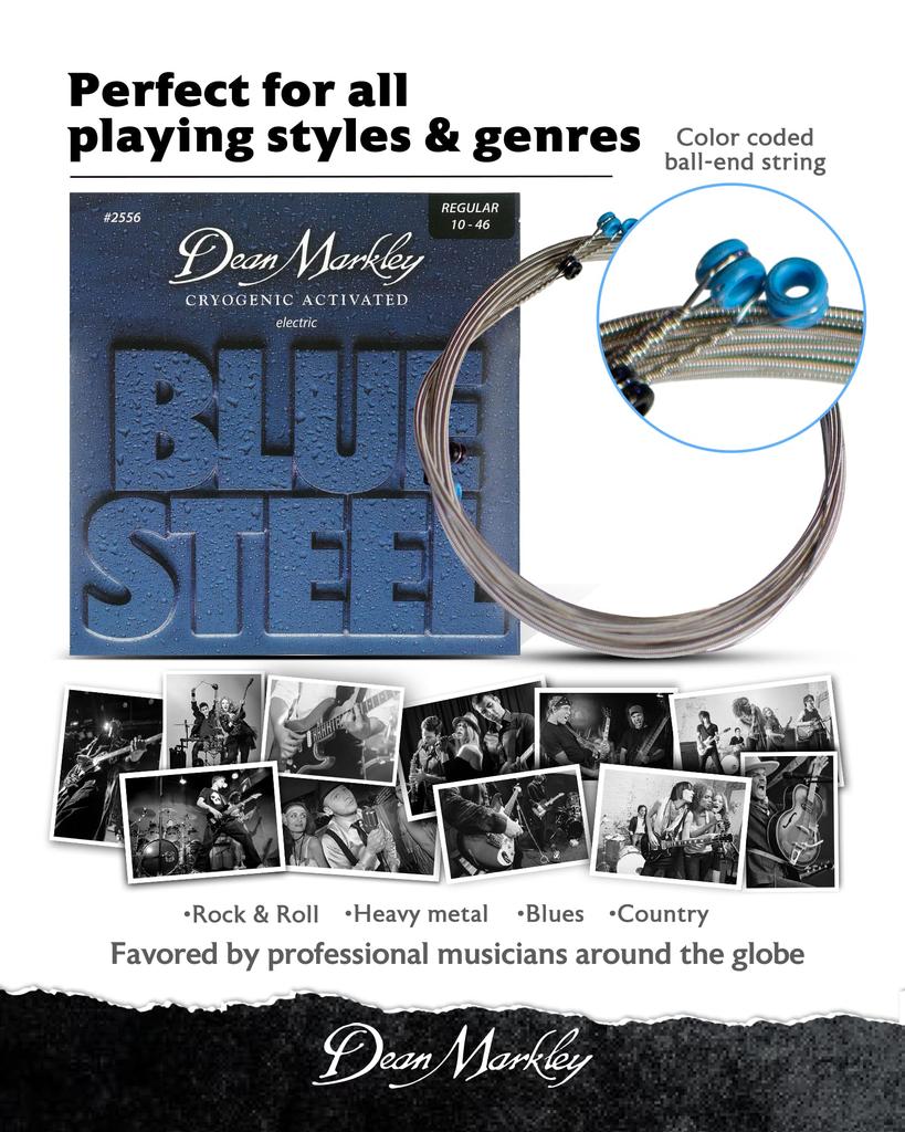 Dean Markley Blue Steel Electric Guitar 2556 Strings, Nickel, Regular, .010-.046