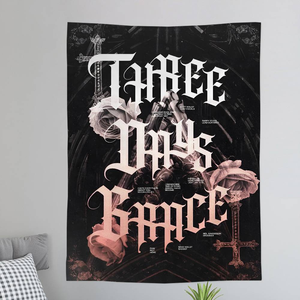 Rock band Tthree days Ggrace Colorful Tapestry Wall Hanging Hanging Tarot Hippie Wall Rugs Dorm Wall Art Decor