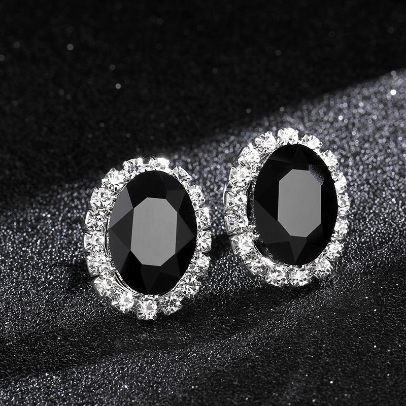 Oval Rhinestone Earrings for Women's High-grade Luxury Sparkling Crystal Earrings Earrings