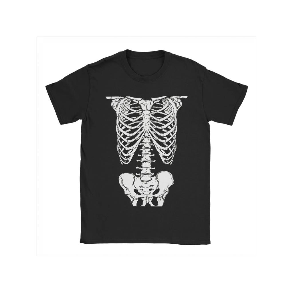 Skeleton Ribcage Graphic Tee Unisex Cotton Loose Fit T-Shirt Anatomical Costume Daily Wear