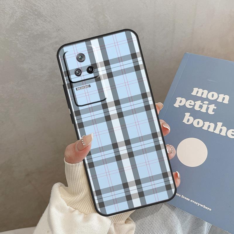 Чехол с клетчатым узором и полосками для Xiaomi 15 Ultra 13T 14T 15T 13 14 Pro 17 Pro Max POCO X7 Pro X5 X6 F5 F6 F7