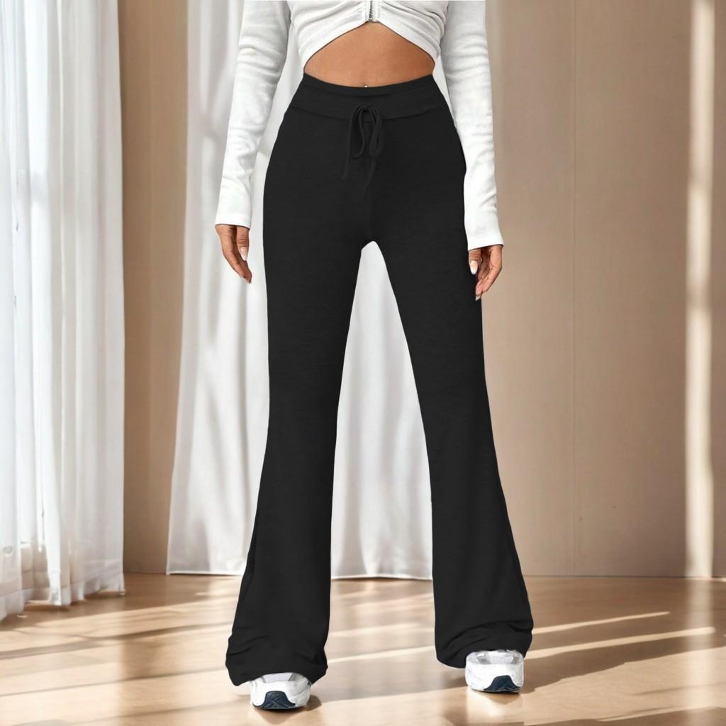Женские облегающие брюки-трубы с высокой талией и завязками на шнурке для занятий йогой и отдыхом на свежем воздухе