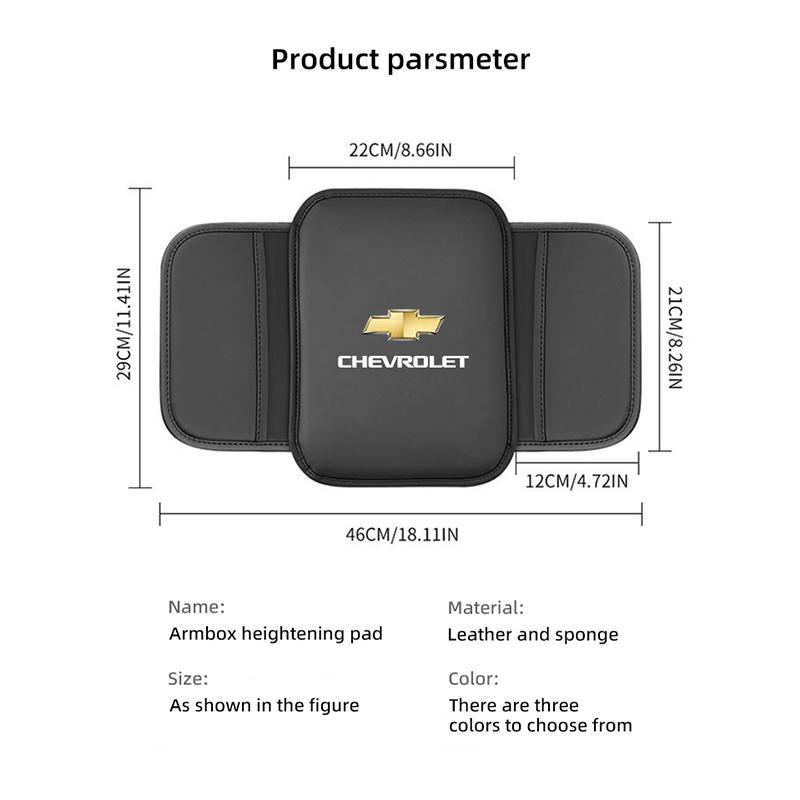 AABHL1 Car Leather Armrest Box Heighten Protective Pad Memory Foam Arm Rest Cushion For Chevrolet Silverado Impala Malibu Equinox Cruze