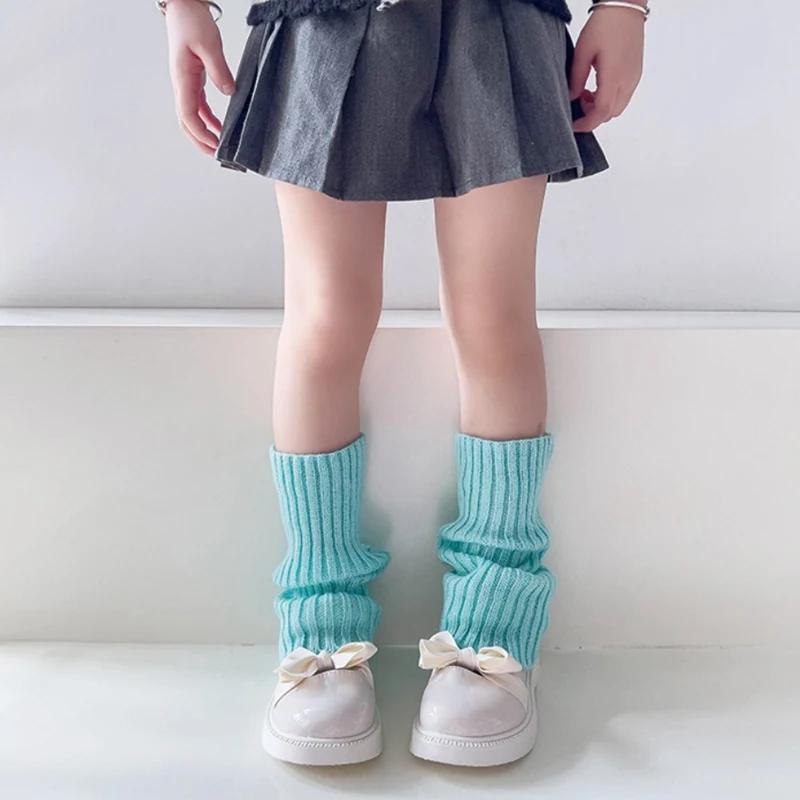 Sweet Girls Candy Color Korean Kids Leg Warmers Knitted Foot Cover Children Solid Autumn Winter Elastic Versatile Elephant Socks