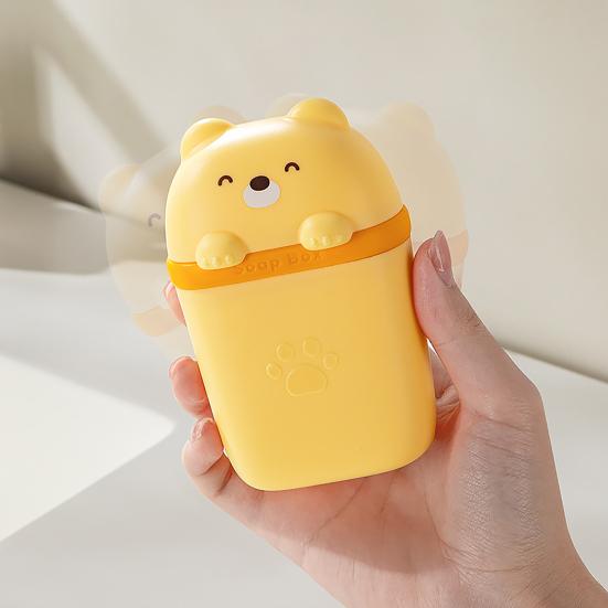 Держатель для мыльницы Портативный Компактный Дизайн Мыльница в виде мультяшного медведя Водонепроницаемый Дорожный