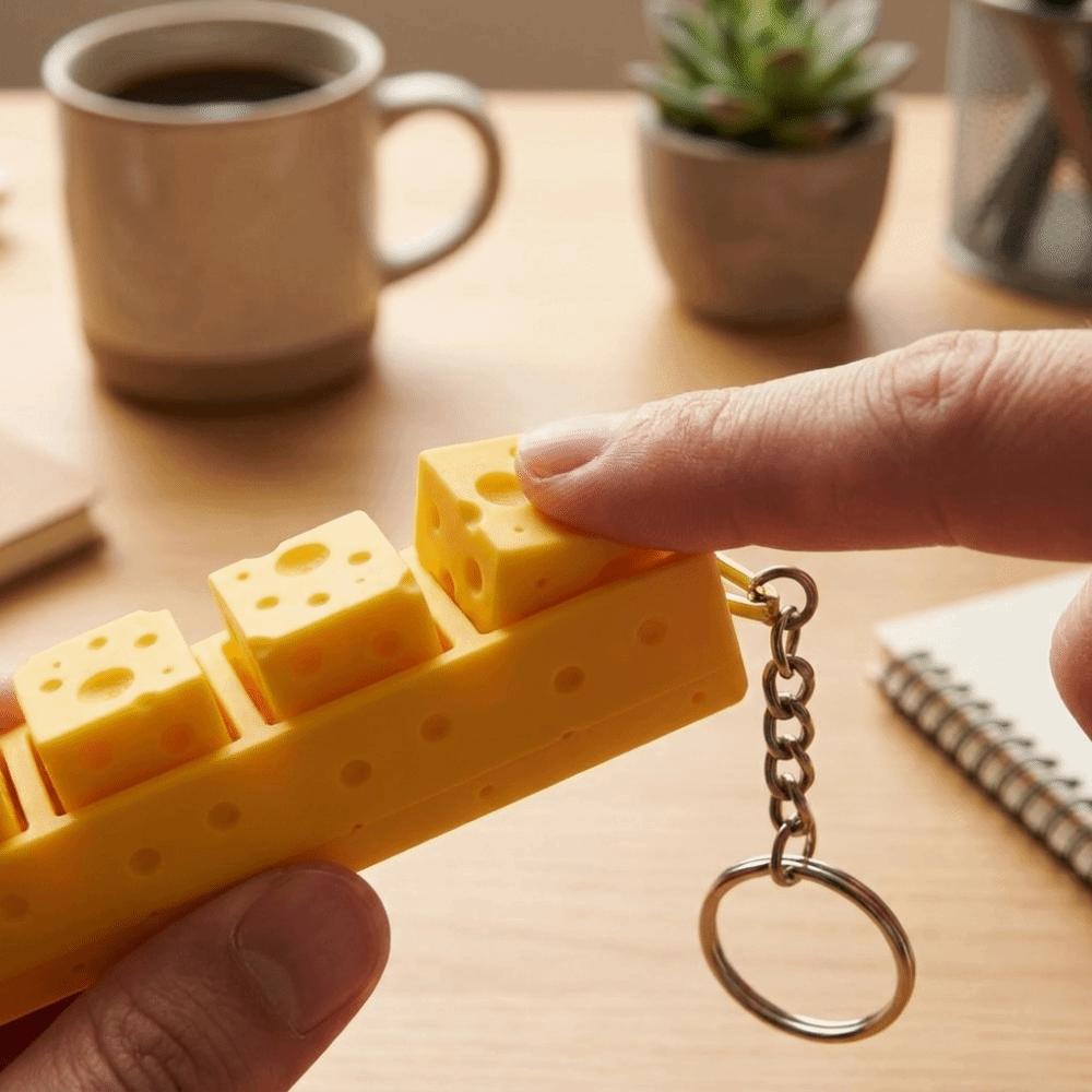 Lovely Cheese Shape Cheese Clicker Fidget Keychain Stress Relief Gifts Office Use