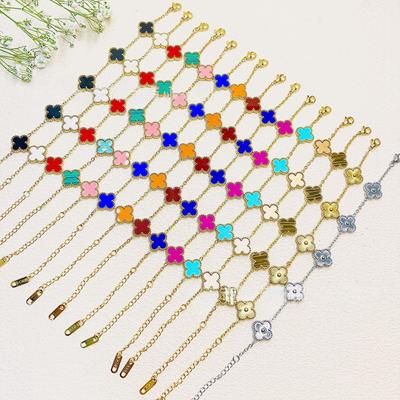 Браслет Клевер Четырехлистный Высокое Качество 18к Двусторонний Счастливый Браслет Пятицветок Модный Новый Легкий Роскошный Браслет