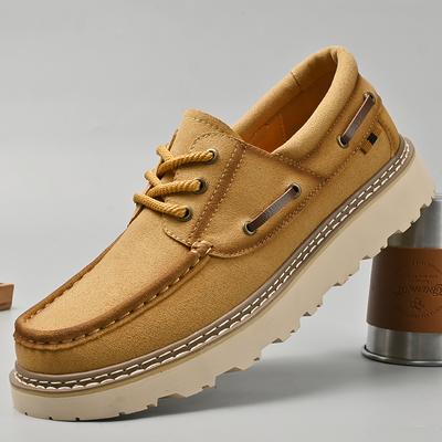 Мужские повседневные замшевые туфли на толстой подошве, туфли-лодочки на платформе для прогулок на свежем воздухе, походов, альпинизма