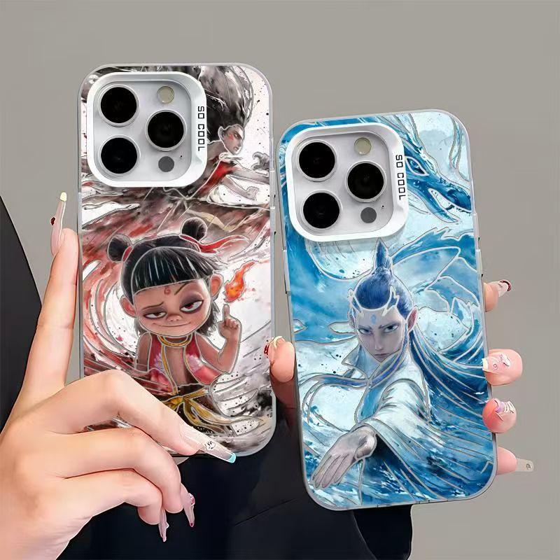 Чехол для телефона 3D Nezha Anime для iPhone 15/14/13 Pro Max XR с изображением китайской мифологии, противоударный, устойчивый к царапинам матовый чехол