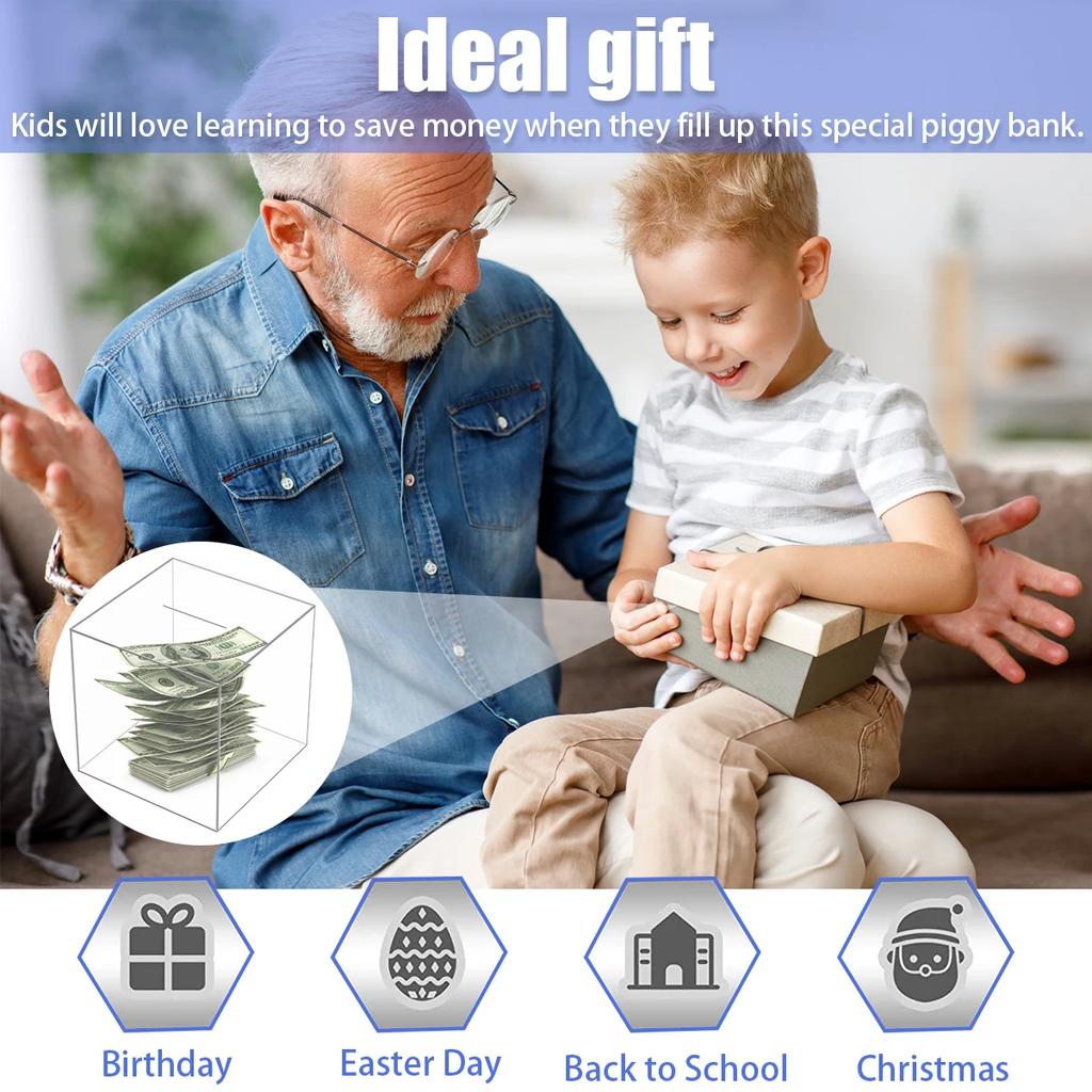 Копилка прочная акриловая копилка прозрачная копилка куб копилка коробка для хранения монет коробка для монет банкнот tirelire