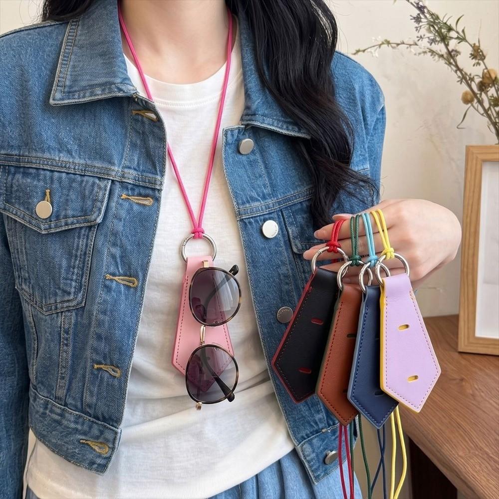 Leather Sunglasses Lanyard Colorful Bag Charm Creative Neckband Glasses Storage Clip for Travel