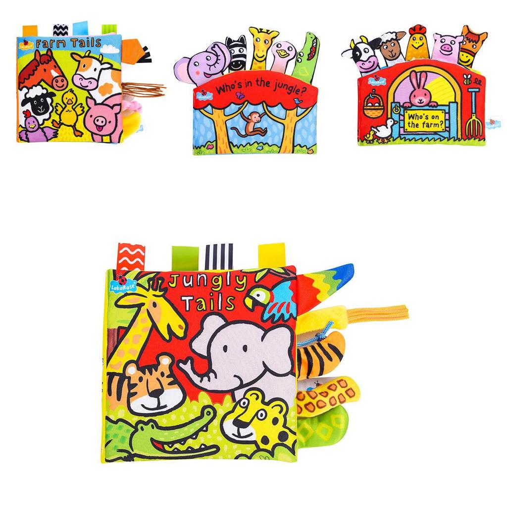 Lakarose Детская тканевая книжка с хвостиком 3D шуршащая бумага, устойчивая к разрыву, книга для раннего развития для новорожденных