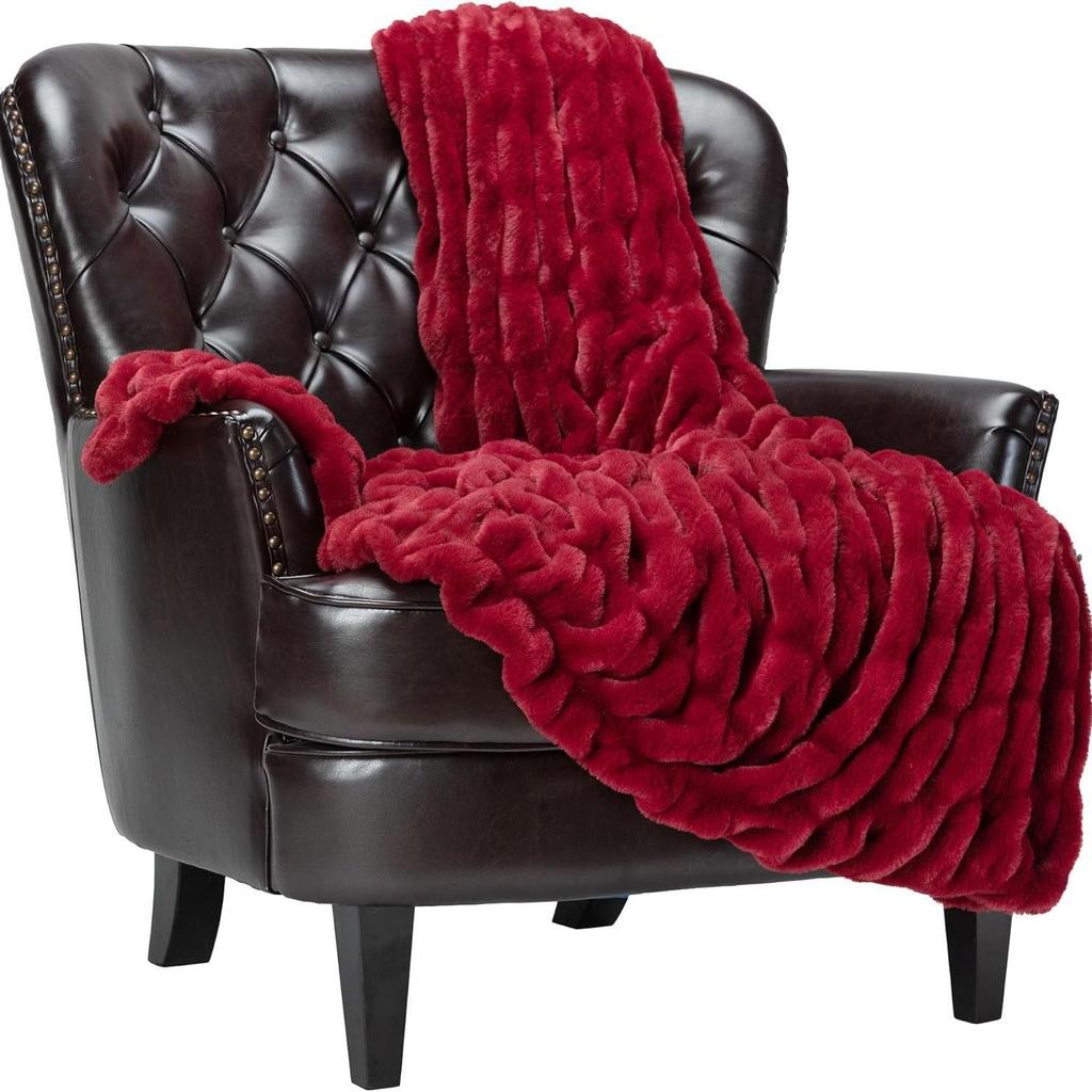 Плед из спандекса с эластичным принтом тай-дай и кроличьим мехом для осени и зимы - Толстый, теплый, мягкий