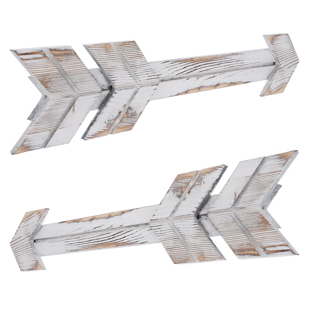 2PCS Wooden Arrows Decor Sign Wall Art Decor Farmhouse Courtyard Wedding SuppliesWhite