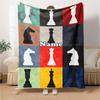 Custom Name Chess Theme Printed Blanket - Perfect for Couch, Bed, Travel & Outdoor Use | Machine Washable, Cozy & Durable.