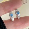 Женские легкие роскошные серьги Love Ear Buckle с объемным сердцем в виде океана, летние небесно-голубые серьги с цирконием