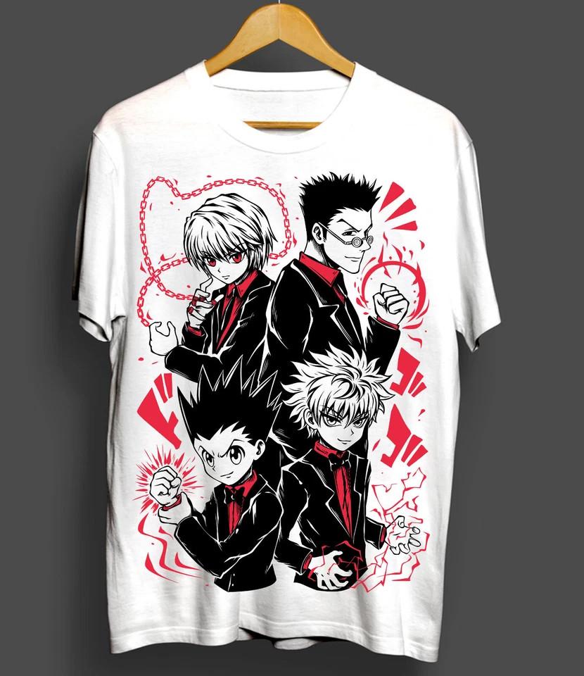 Футболка Hunter X Hunter Гон Киллуа Аниме Унисекс Унисекс Футболка Белая