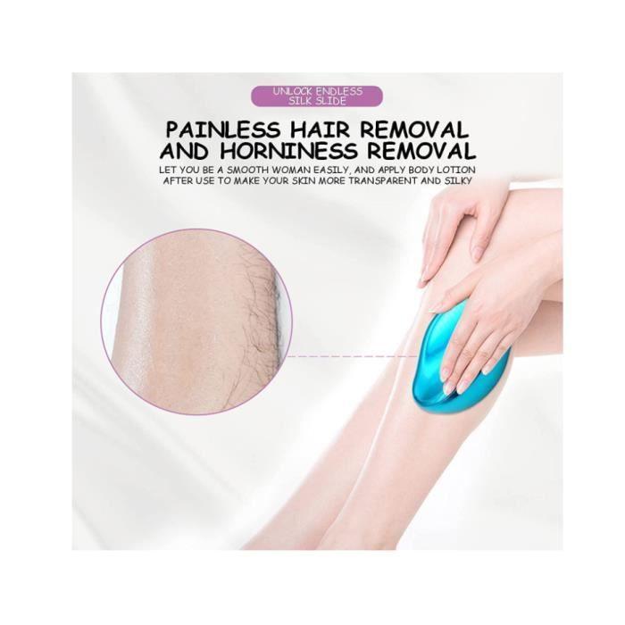 Gomme à Cheveux En Cristal, Pierre épilatoire Indolore En Cristal Magique, Outil D'épilation En Verre épilation Physique, (Blue)