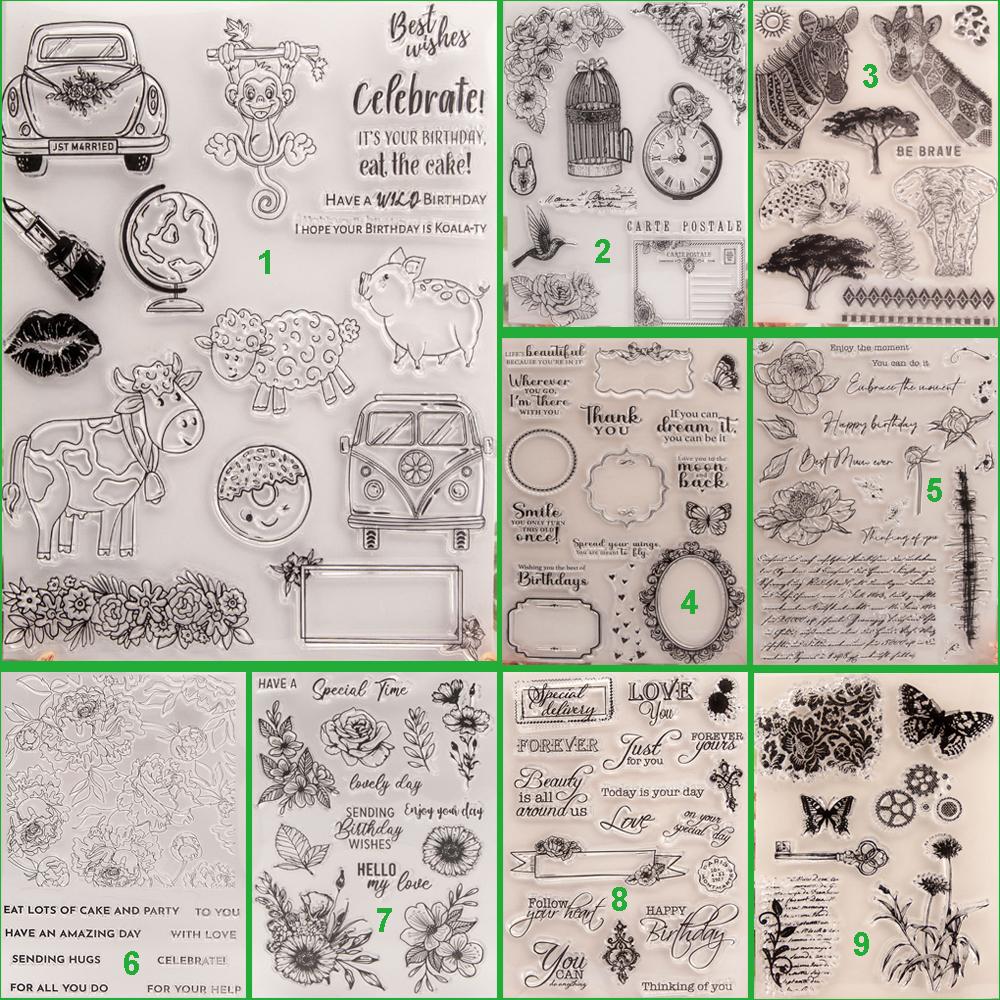 Прозрачные силиконовые прозрачные штампы с животными, жирафом, слоном для печати, сделай сам, скрапбукинг, декор для фотоальбома, поздравительный цветок