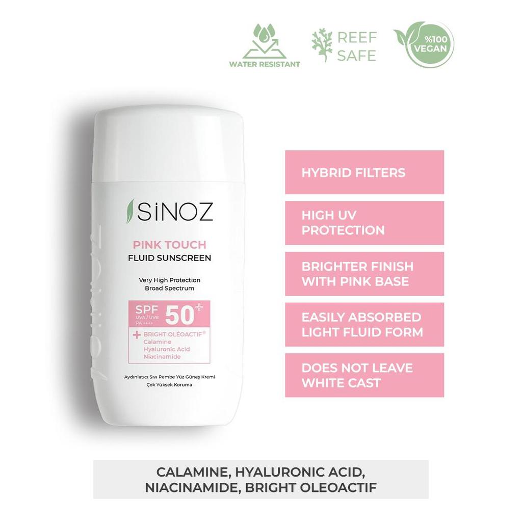 Sinoz Pink Touch Tone Up Fluid Sunscreen SPF50+ / PA++++ – 50ml