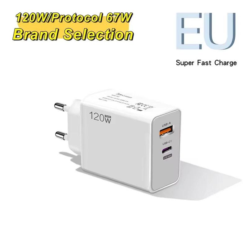 Быстрое зарядное устройство USB Type-C мощностью 120 Вт с поддержкой USB Power Delivery для iPhone, Samsung, Xiaomi и Huawei