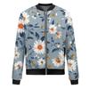 Women's Fashion Long Sleeve Floral Print Round Neck Zip Up Jacket