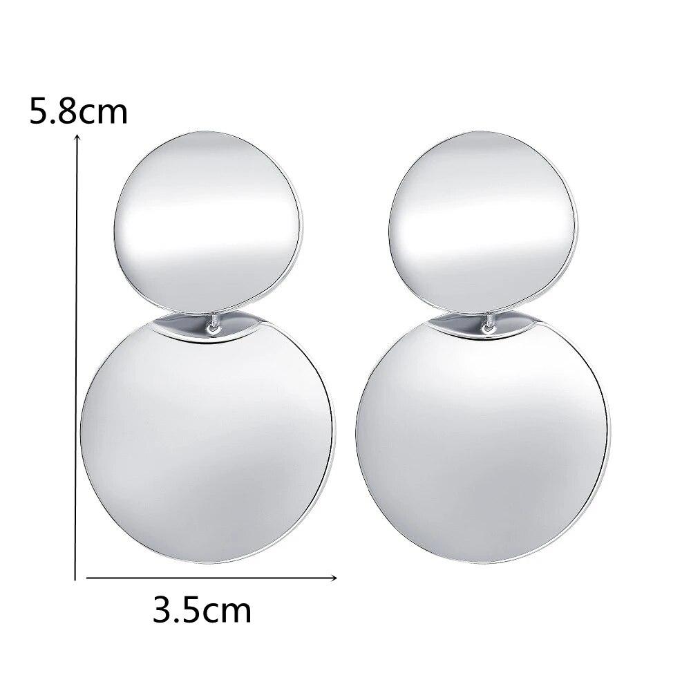 Новые модные массивные металлические геометрические серьги-подвески для женщин, крутые серьги золотого цвета в стиле панк, круглые витые висячие украшения для ушей